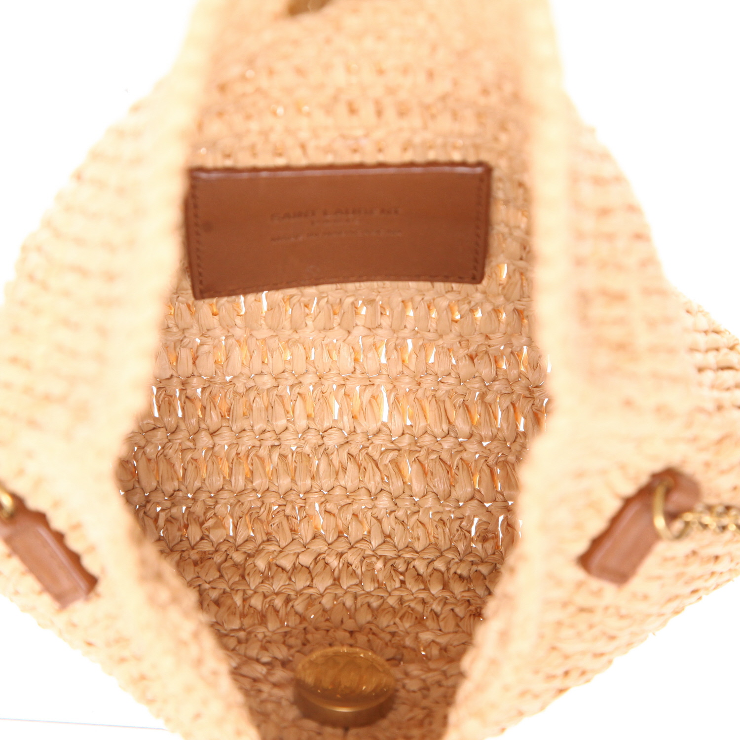 Bolso bandolera Saint Laurent «Cassandre» de rafia beige - Detail D3