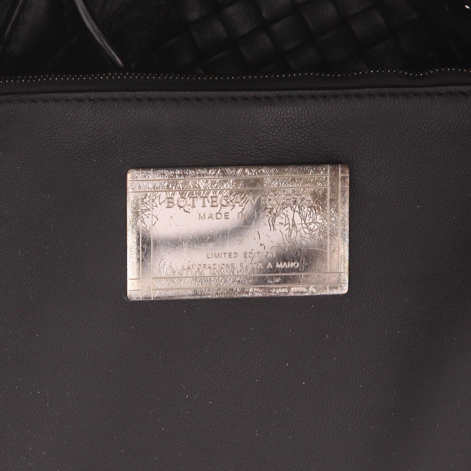 Borsa shopping Bottega Veneta, modello Cabat medio, in pelle intrecciata nera - Detail D2