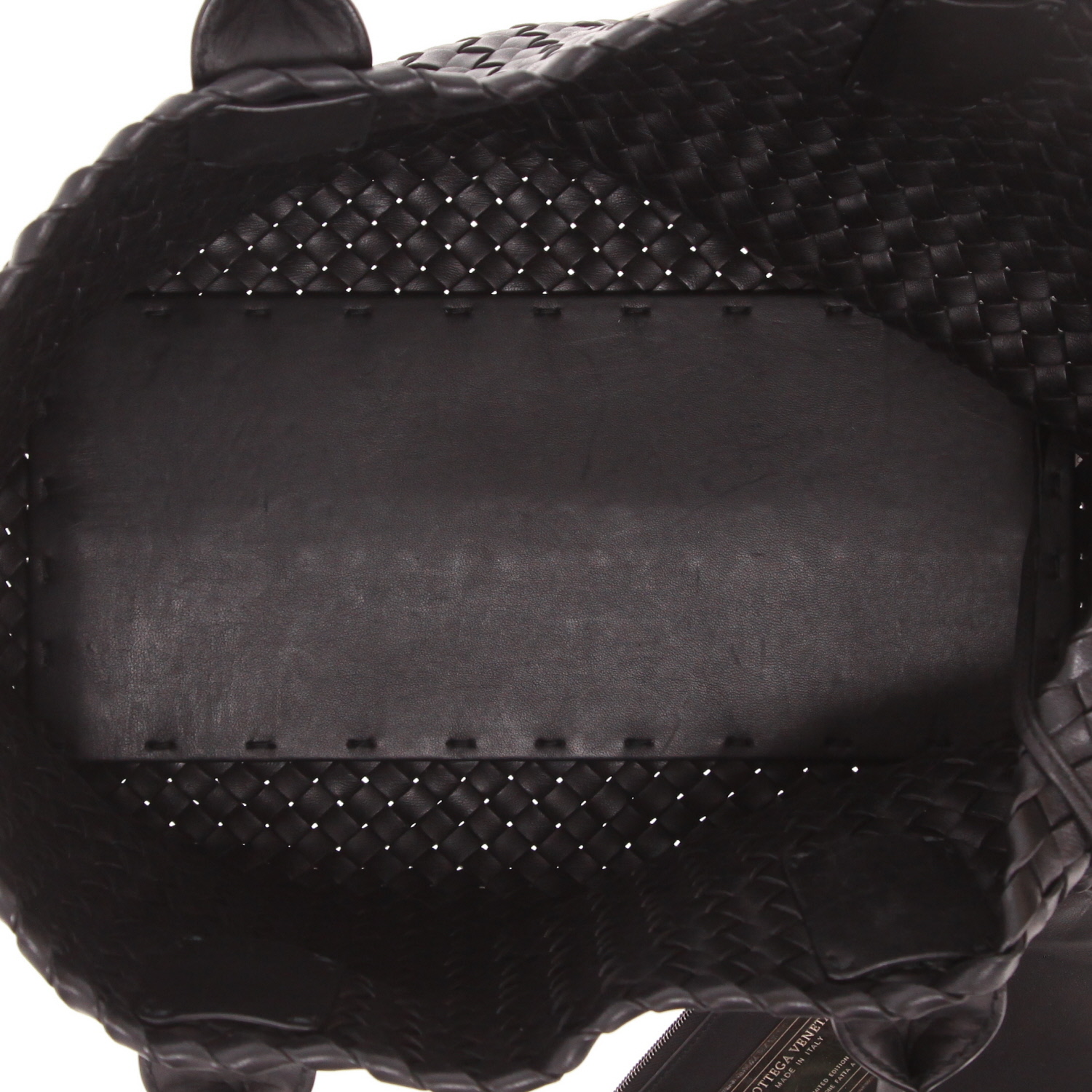 Borsa shopping Bottega Veneta, modello Cabat medio, in pelle intrecciata nera - Detail D3