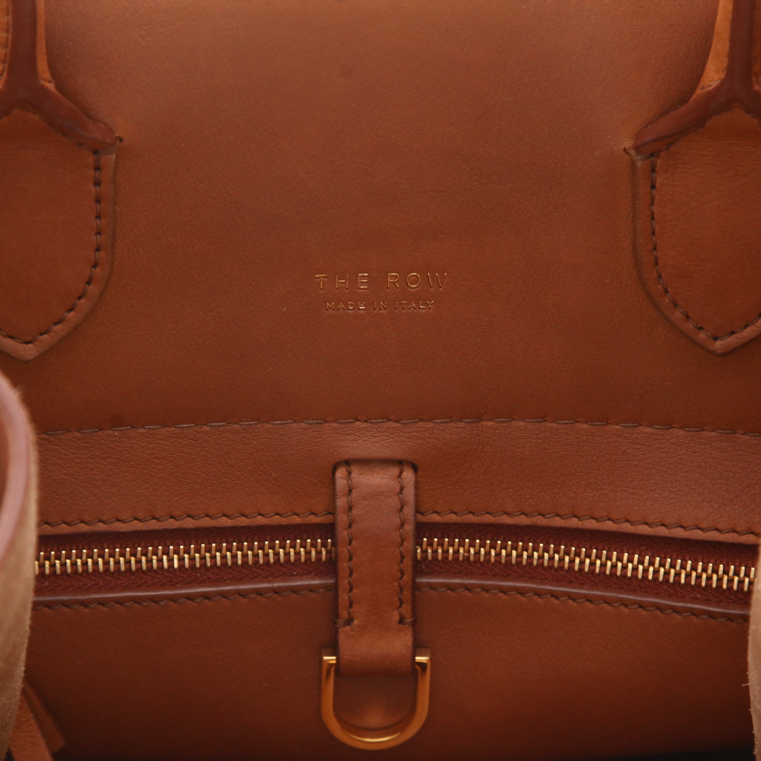 The Row Soft Margaux 15 handbag in smooth brown leather - Detail D2