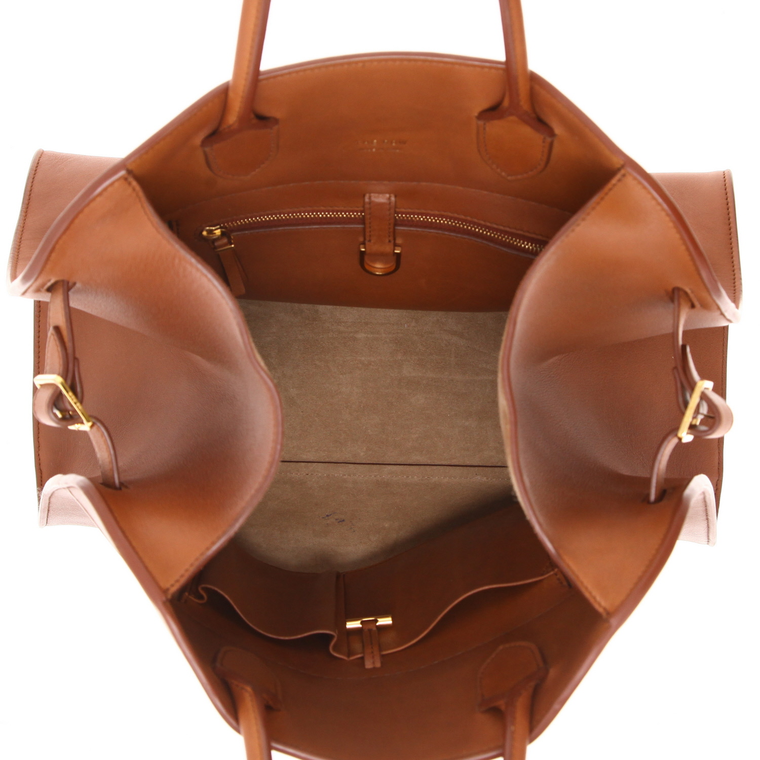 Sac à main The Row  Soft Margaux 15 en cuir lisse marron - Detail D3