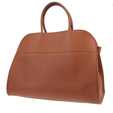 Sac à main The Row  Soft Margaux 15 en cuir lisse marron