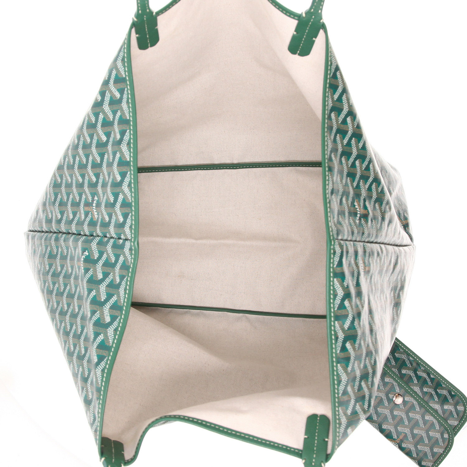 Sac cabas Goyard  Saint-Louis en toile Goyardine verte et cuir vert - Detail D3