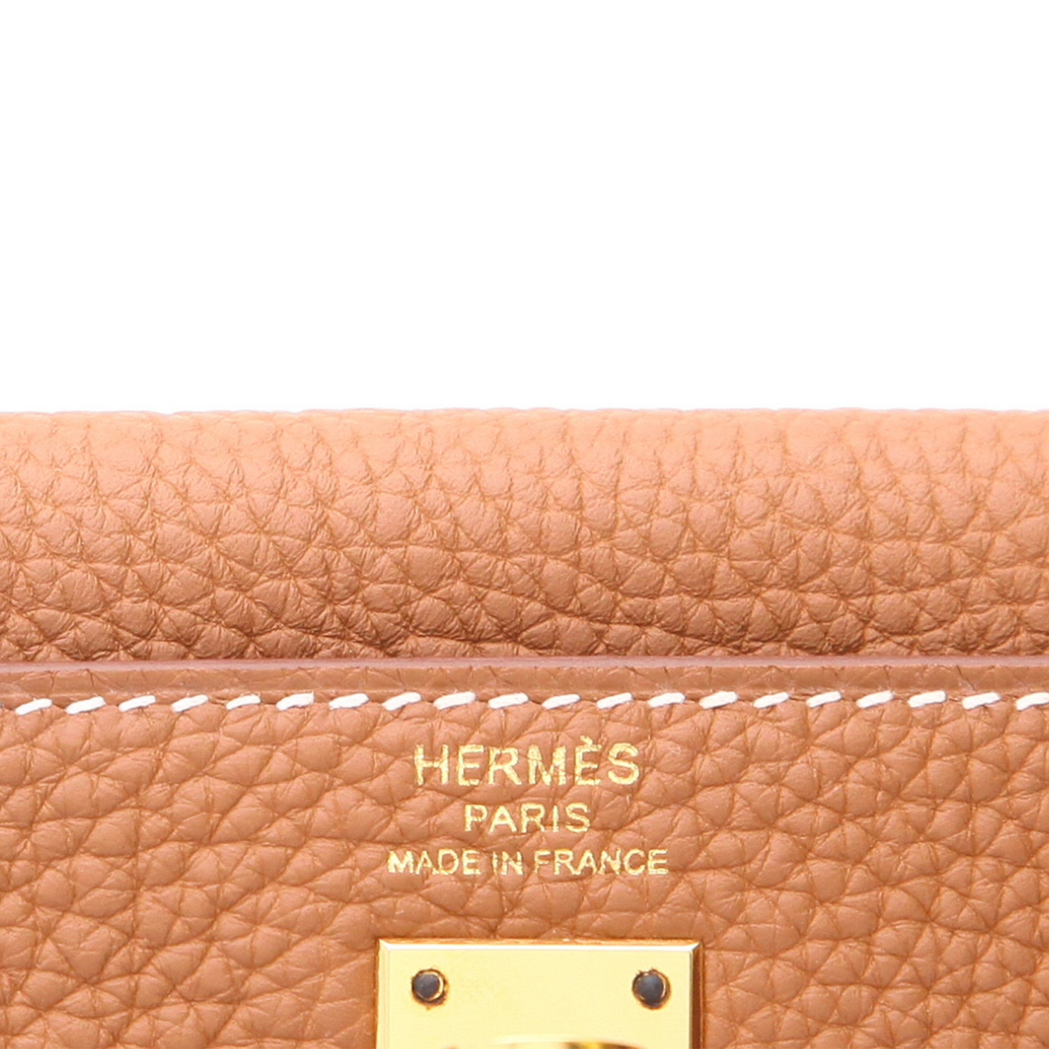 Bolso Hermès Kelly de 25 cm en piel Togo dorada - Detail D2
