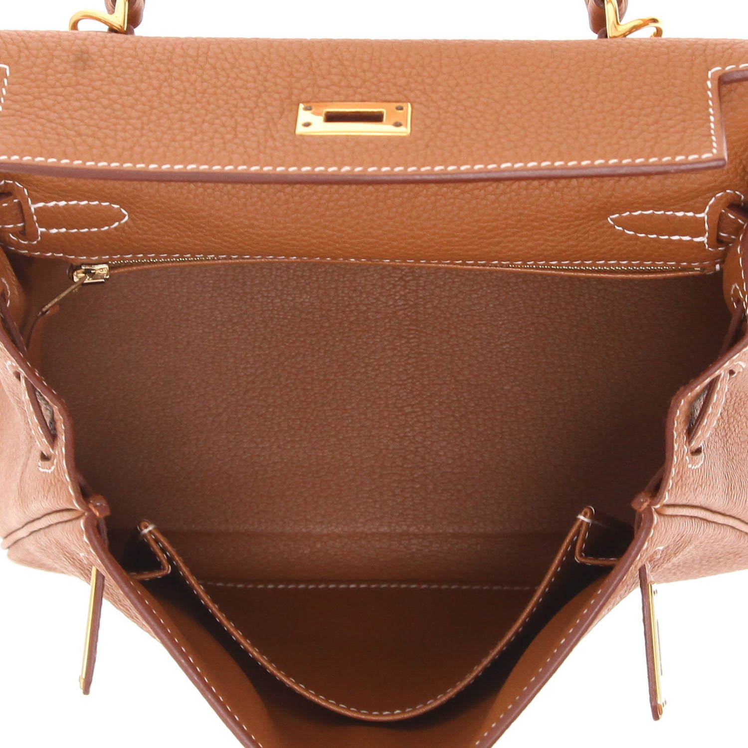 Hermès Kelly handbag, 25 cm, in gold Togo leather - Detail D3