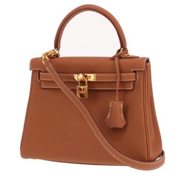 Hermès Kelly handbag, 25 cm, in gold Togo leather