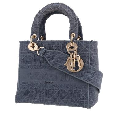Dior  Lady D- Lite handbag  in blue canvas cannage