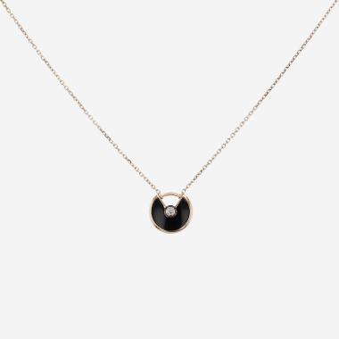 Collier Cartier Amulette XS en or rose, diamant et onyx