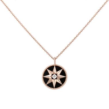 Sautoir Dior Rose des vents en or rose, onyx et diamant