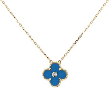 Ciondolo Van Cleef & Arpels Alhambra in oro giallo, porcellana e diamante