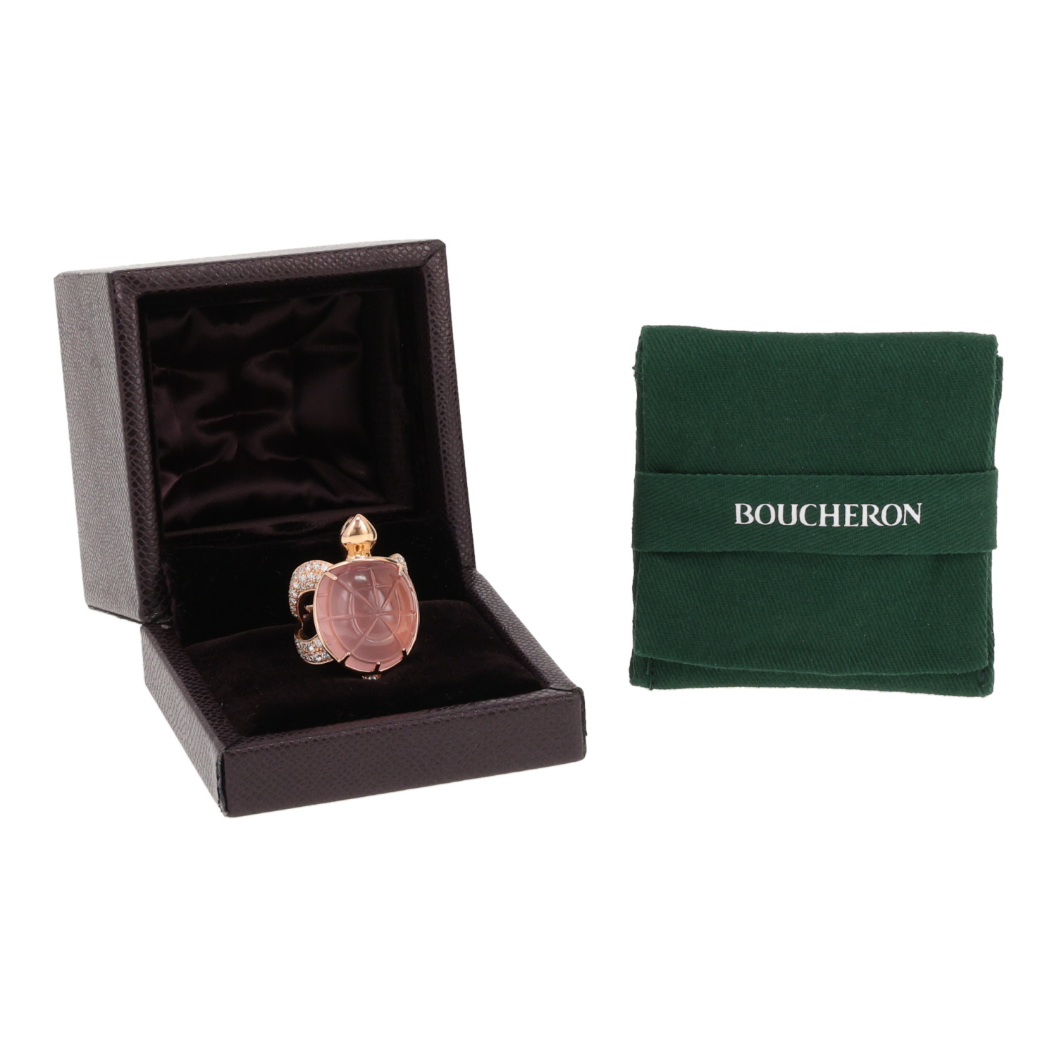Boucheron Honu ring, ‘The Turtle’ in rose gold, diamonds and rose quartz - Detail D2