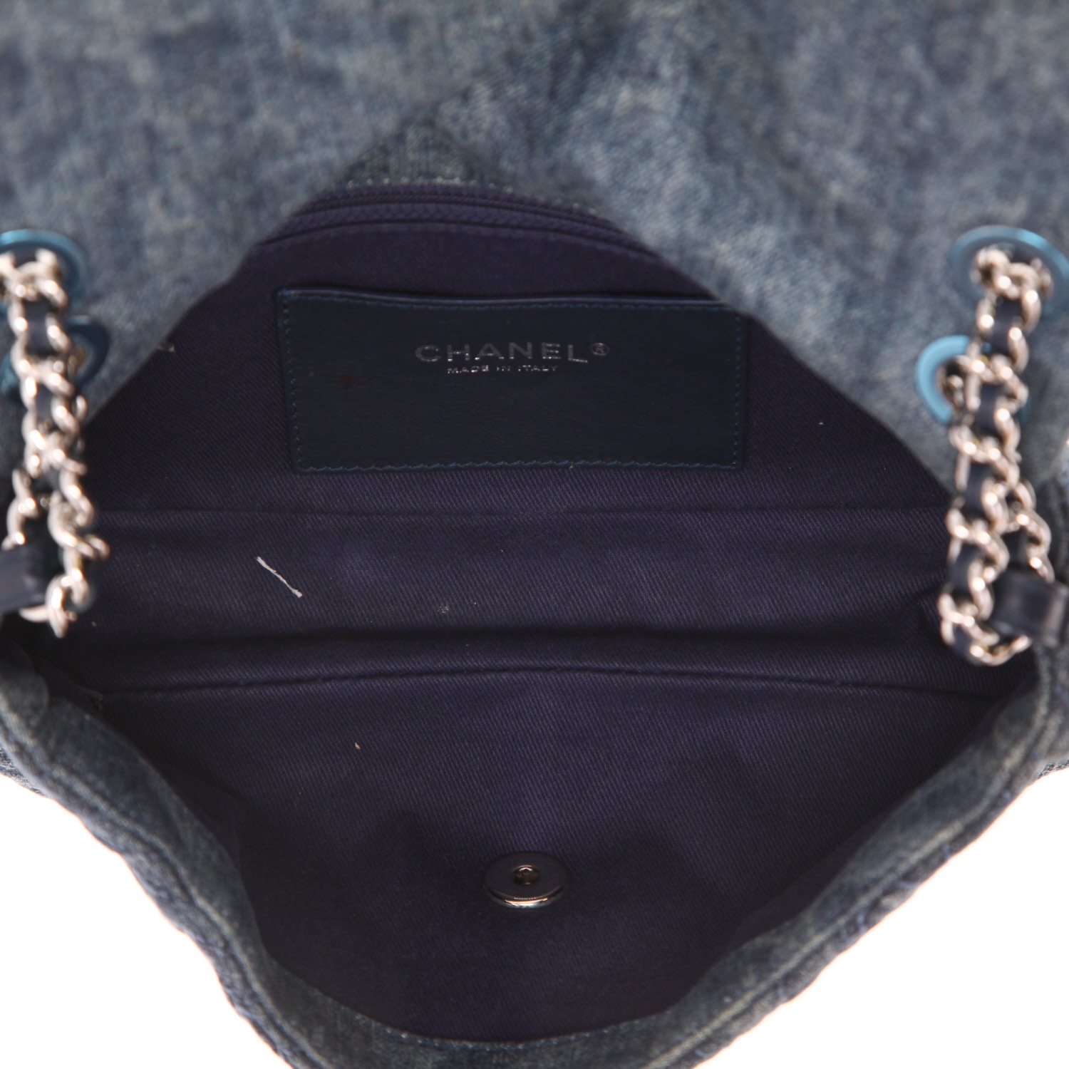 Borsa Chanel Timeless in tela di denim blu - Detail D3