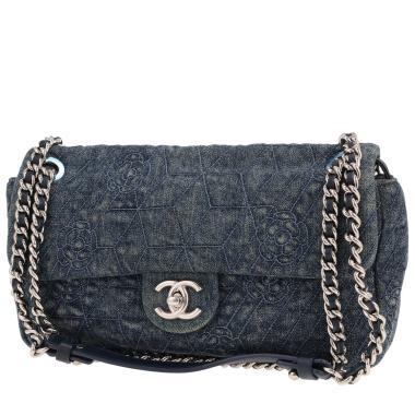 Borsa Chanel Timeless in tela di denim blu