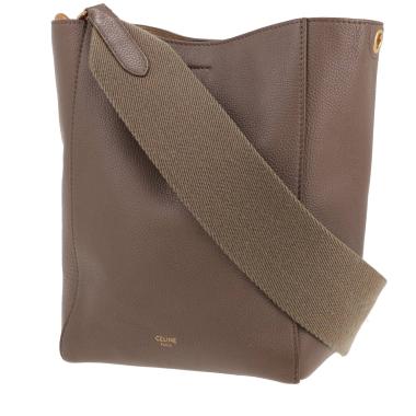 Sac à main Celine  Sac Sangle en cuir grainé taupe
