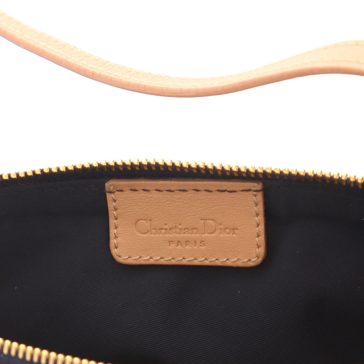Bolso de mano Dior  Bolso de mano Saddle de lona vaquera azul marino y piel marrón - Detail D2