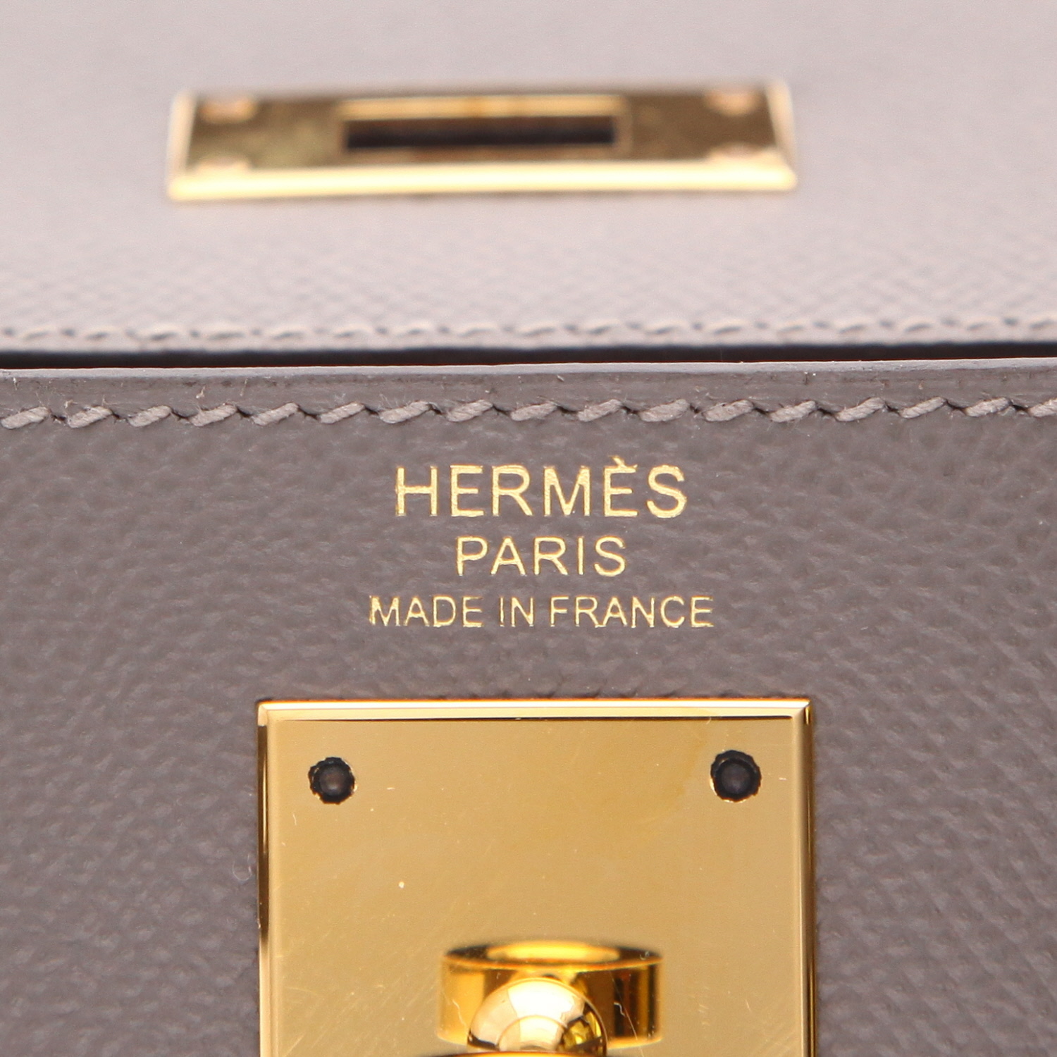 Borsa Hermès  Kelly 32 cm in pelle Epsom Gris Meyer - Detail D2