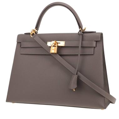 Borsa Hermès  Kelly 32 cm in pelle Epsom Gris Meyer
