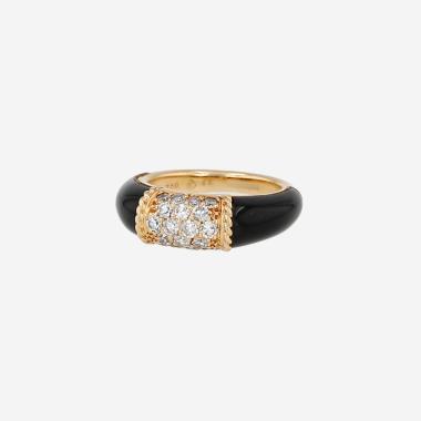 Bague années 60 Van Cleef & Arpels Philippine en or jaune, onyx et diamants