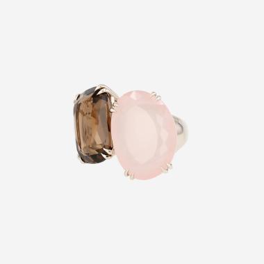 Bague H. Stern en or blanc non rhodié, diamants et pierres fines