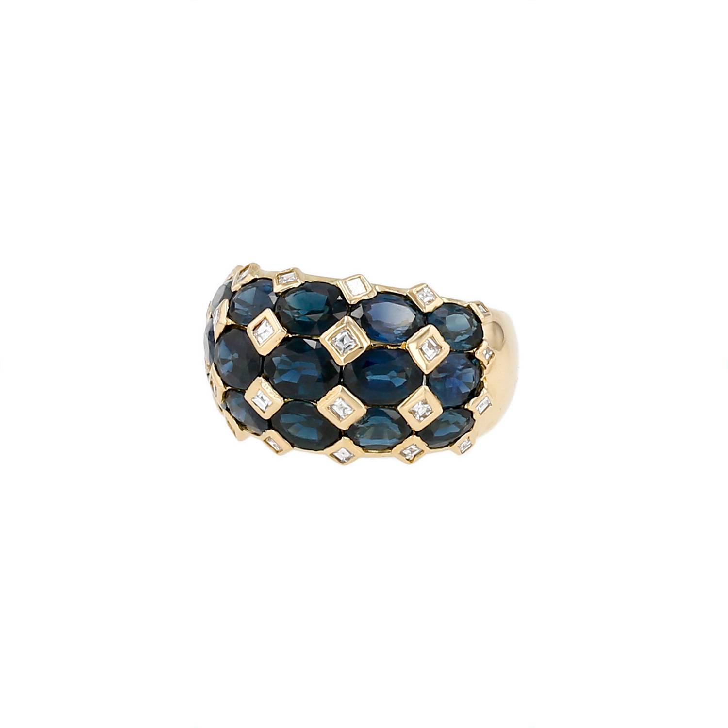 Bague Poiray or jaune saphirs diamants occasion
