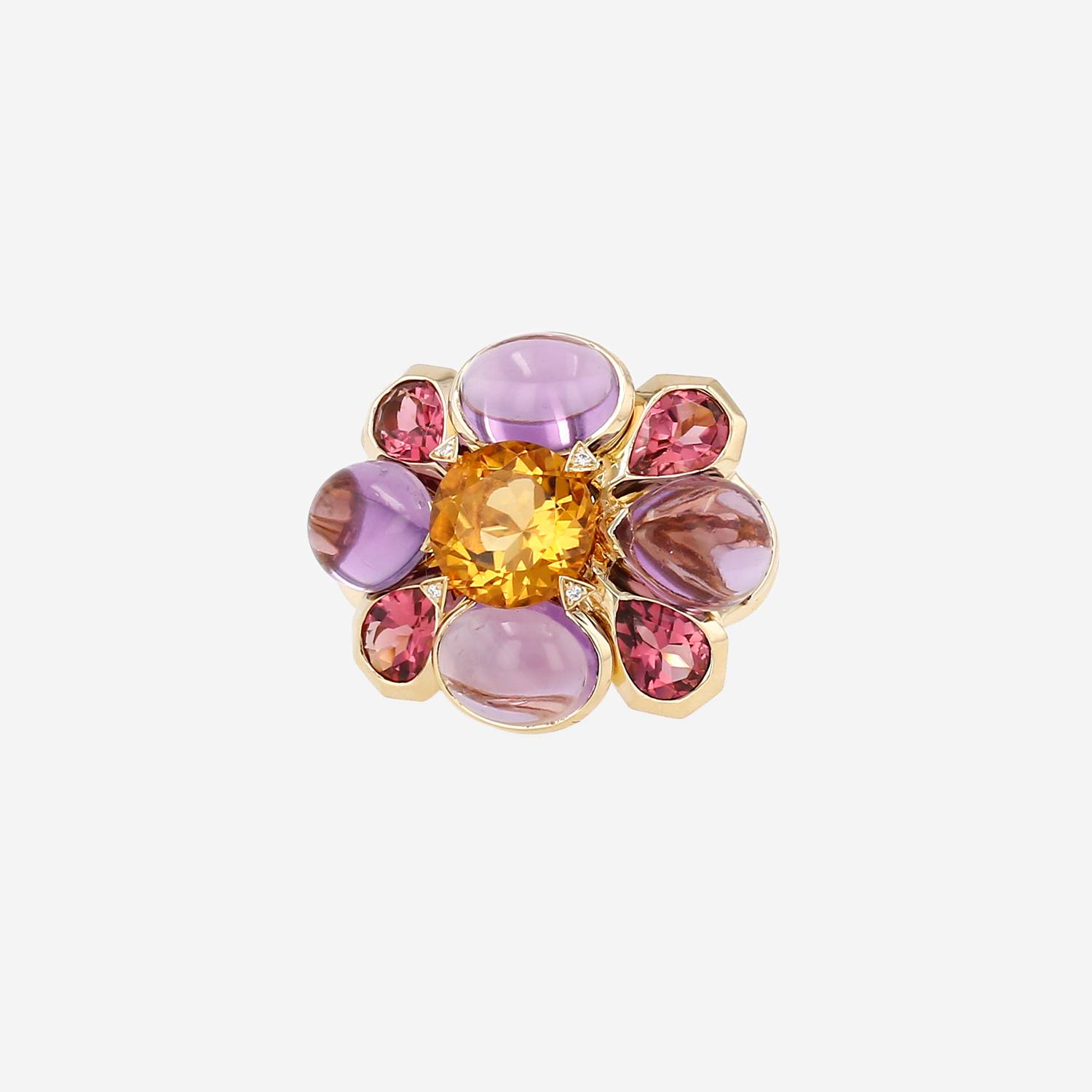 Anillo Chanel San Marco en oro amarillo, citrino y piedras de colores