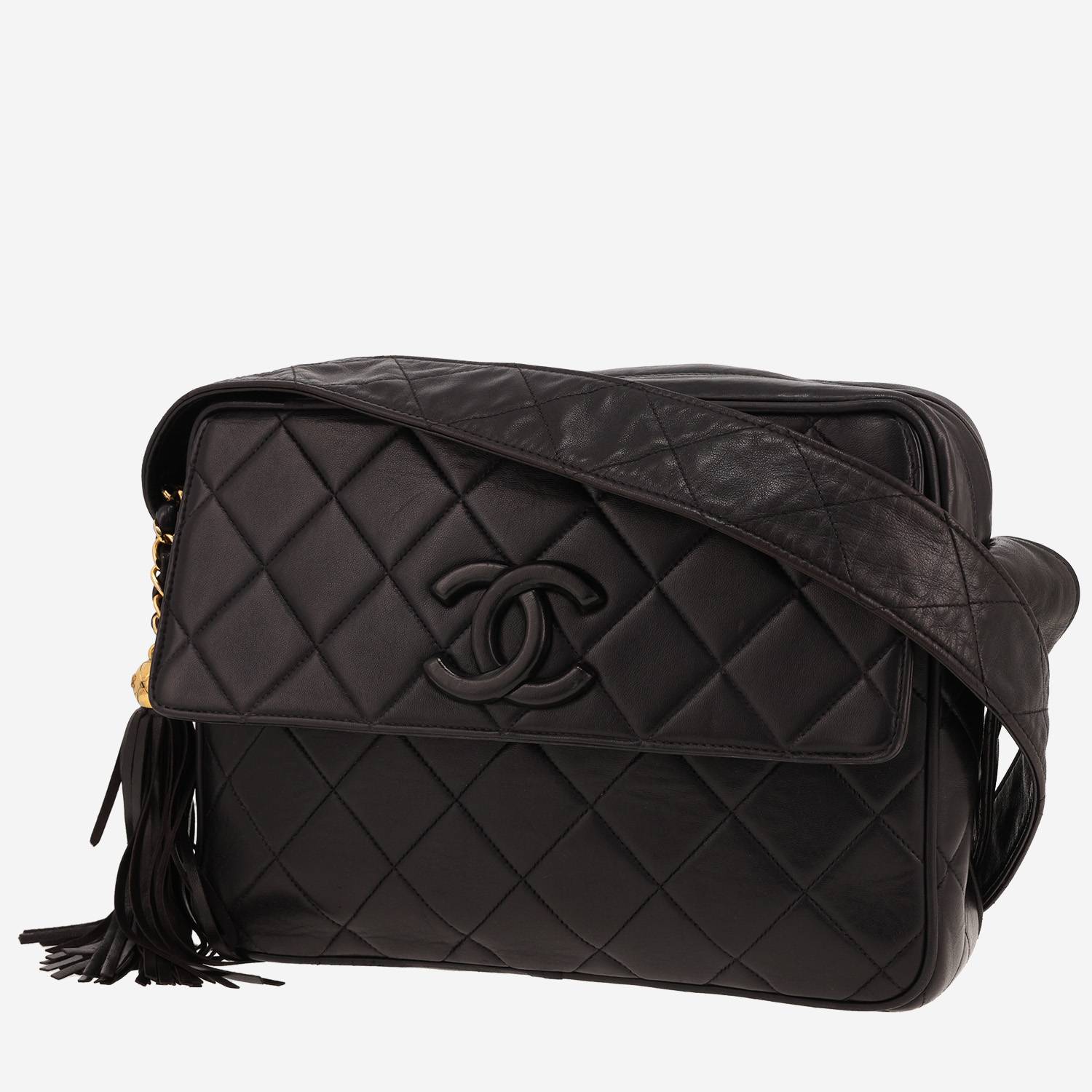 Sac porté épaule Chanel  Vintage en cuir matelassé noir
