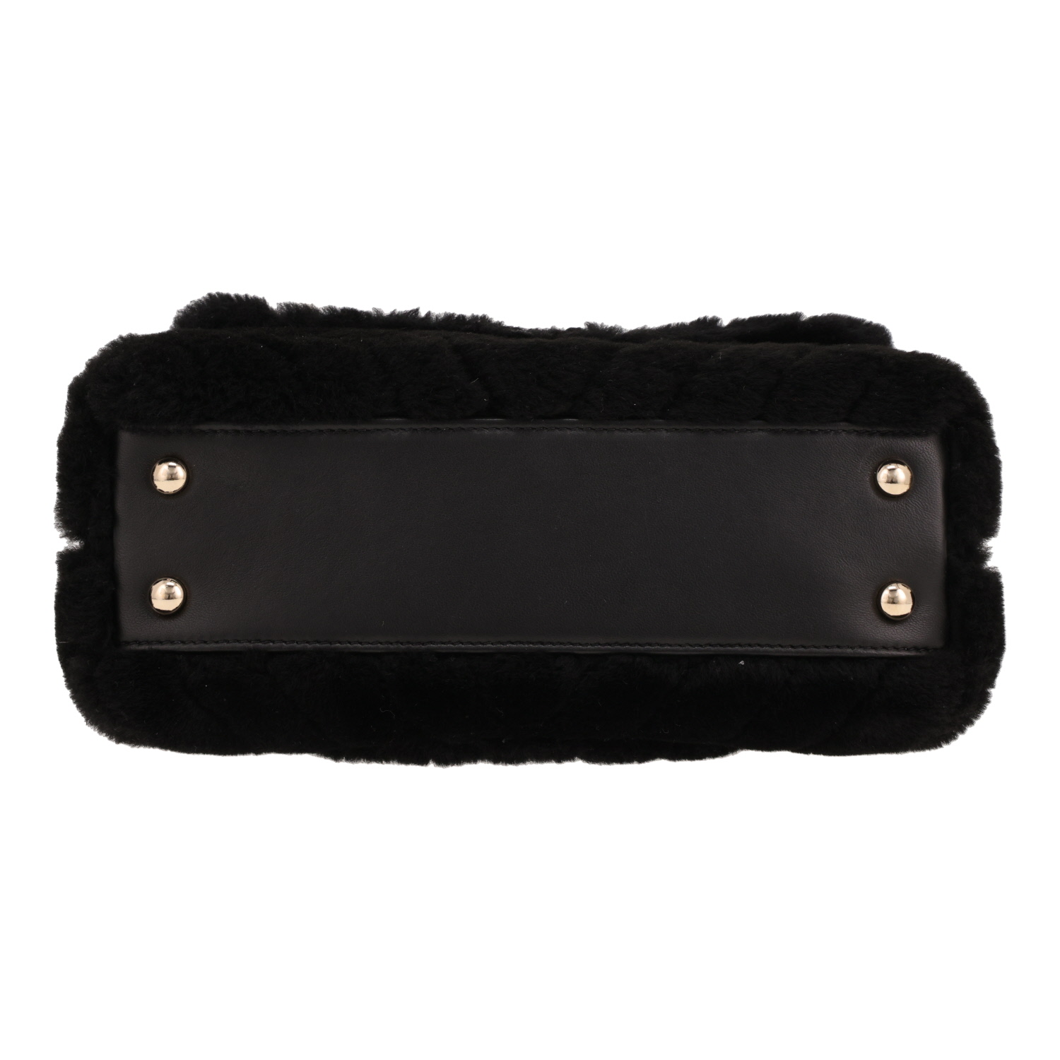 Borsa Chanel  Coco Handle in pelliccia sintetica nera e pelle nera - Detail D1