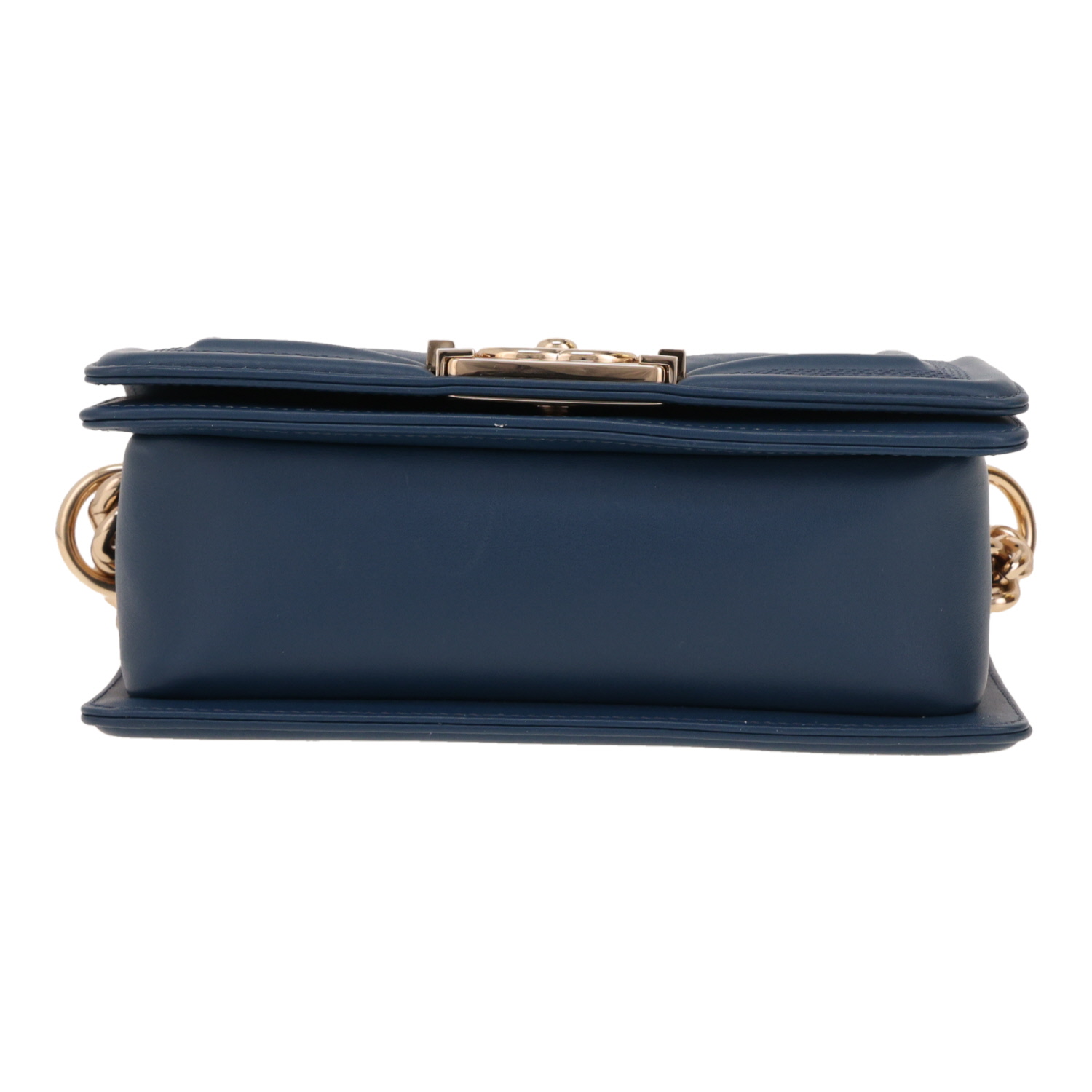 Chanel  Boy small model  shoulder bag  in blue chevron quilted leather - Detail D1
