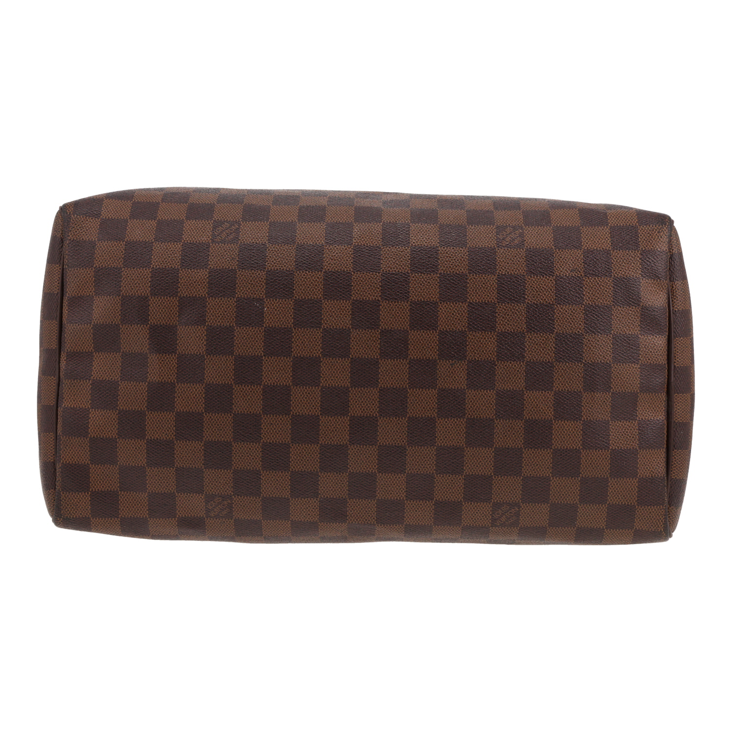 Louis Vuitton  Speedy 35 handbag  in ebene damier canvas  and brown leather - Detail D1