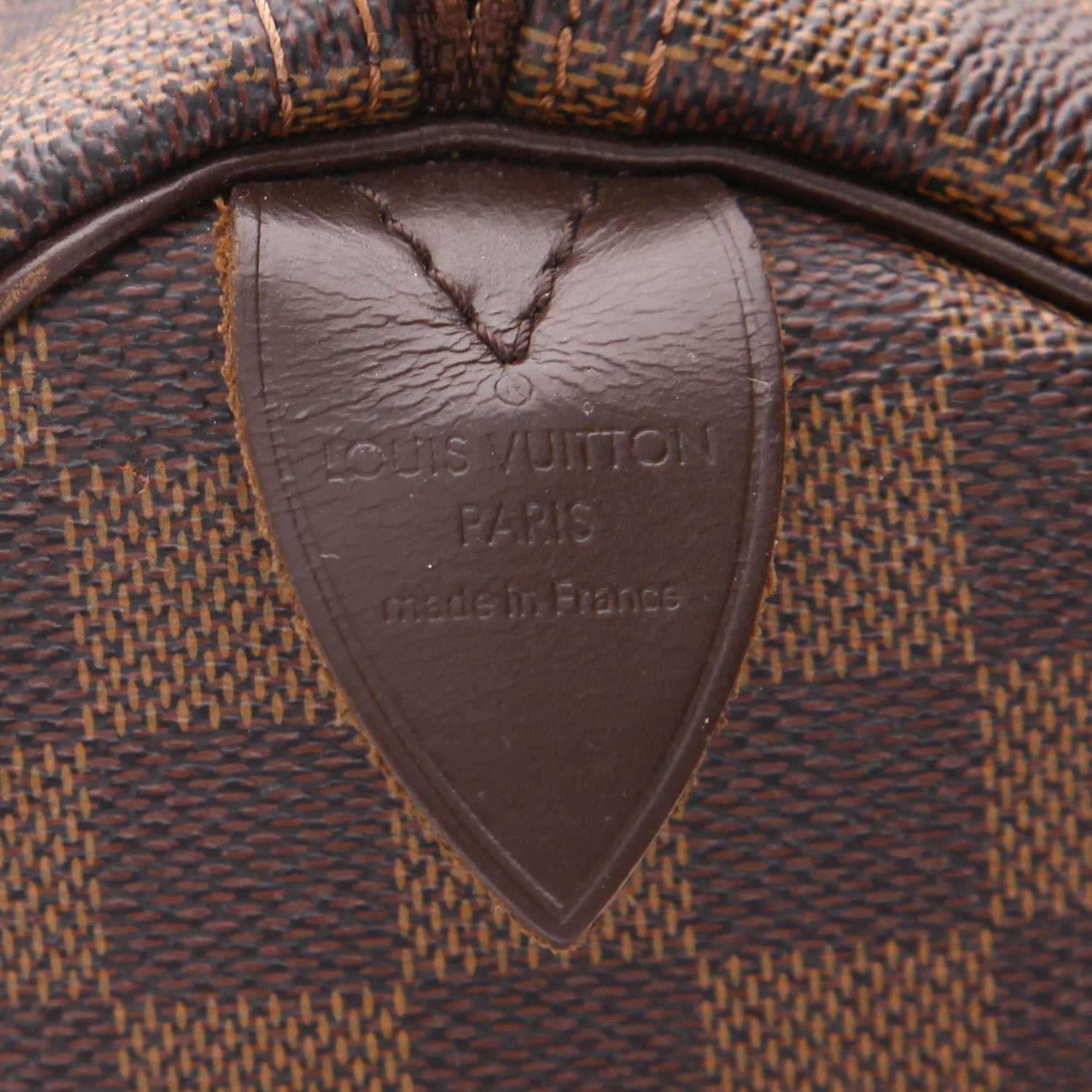 Bolso de mano Louis Vuitton  Speedy 35 en lona a cuadros ébano y cuero marrón - Detail D2