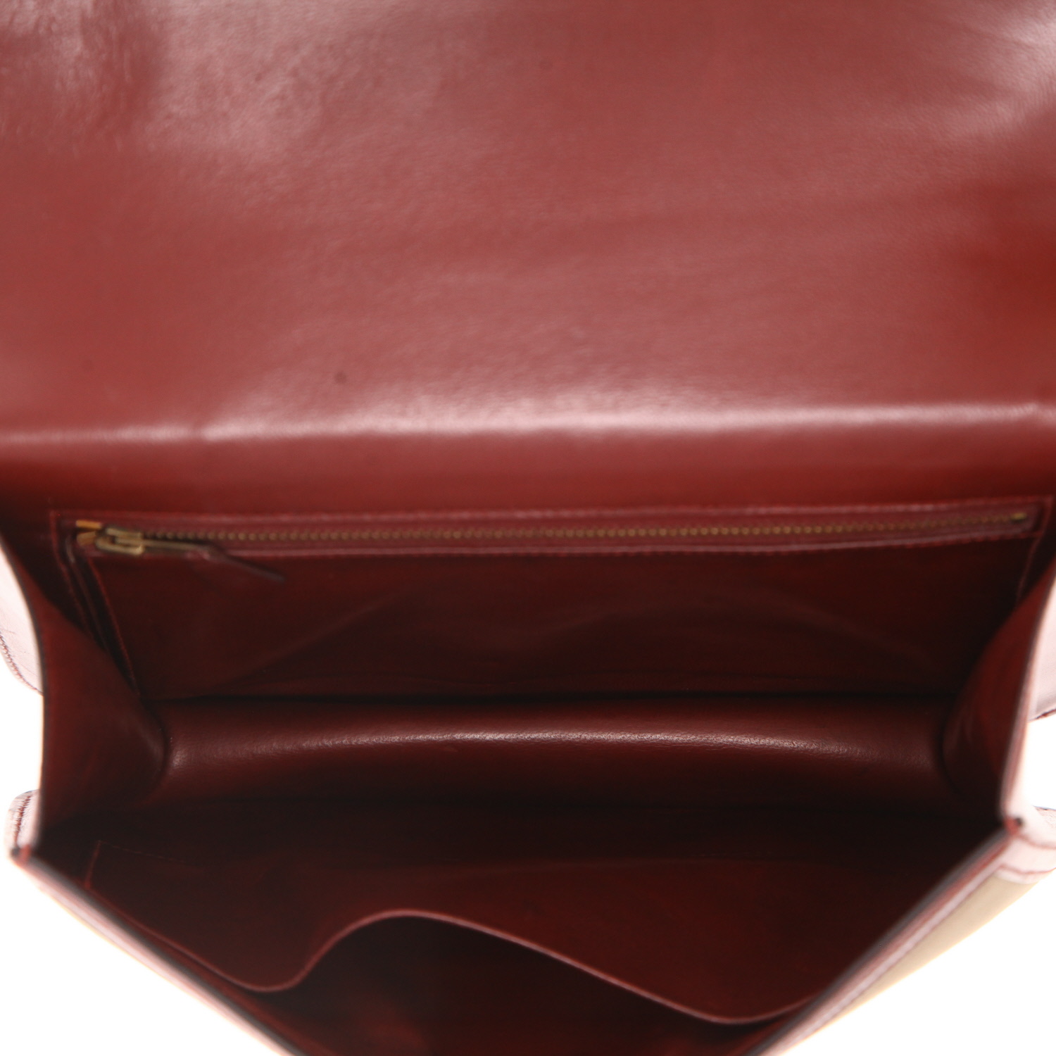 Hermès Constance handbag, 24 cm, in khaki-green canvas and Bordeaux leather - Detail D3
