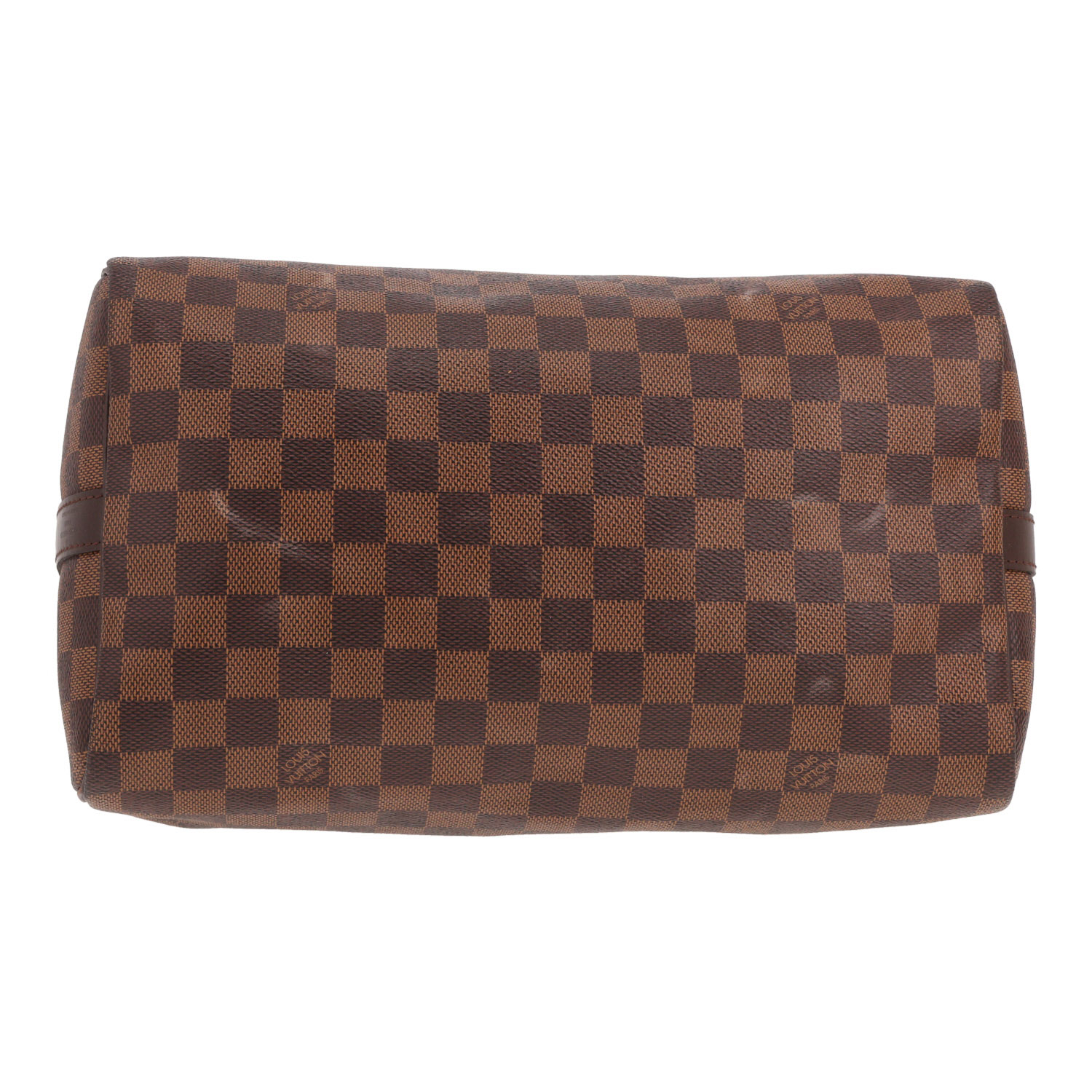 Borsa Louis Vuitton Speedy 30 in tela Damier Ébène e pelle marrone - Detail D1