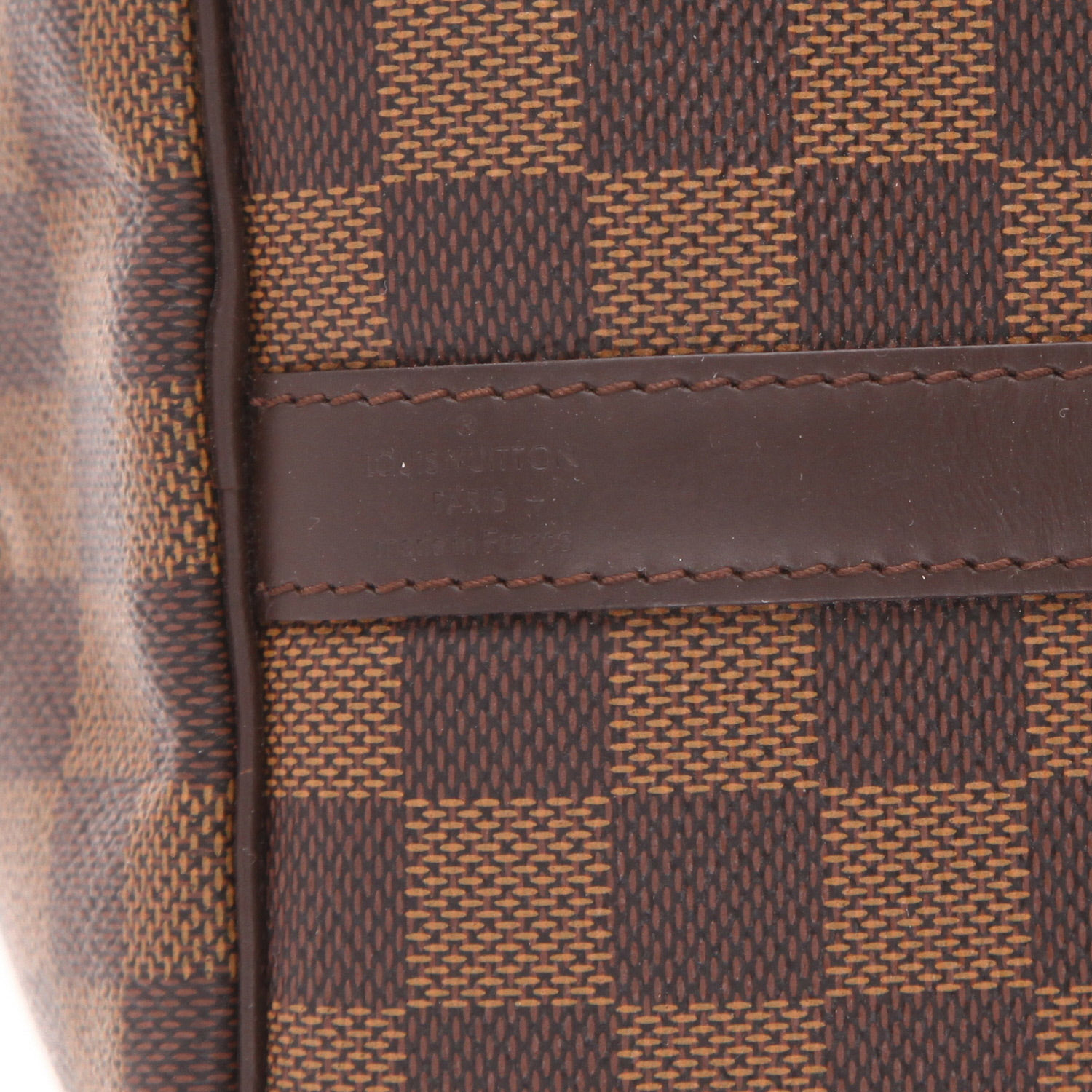 Borsa Louis Vuitton Speedy 30 in tela Damier Ébène e pelle marrone - Detail D2