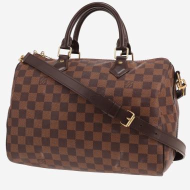 Borsa Louis Vuitton Speedy 30 in tela Damier Ébène e pelle marrone