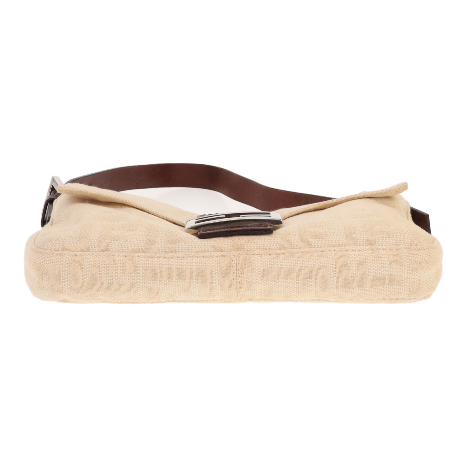 Sac à main Fendi  Baguette en toile monogram crème et cuir marron - Detail D1