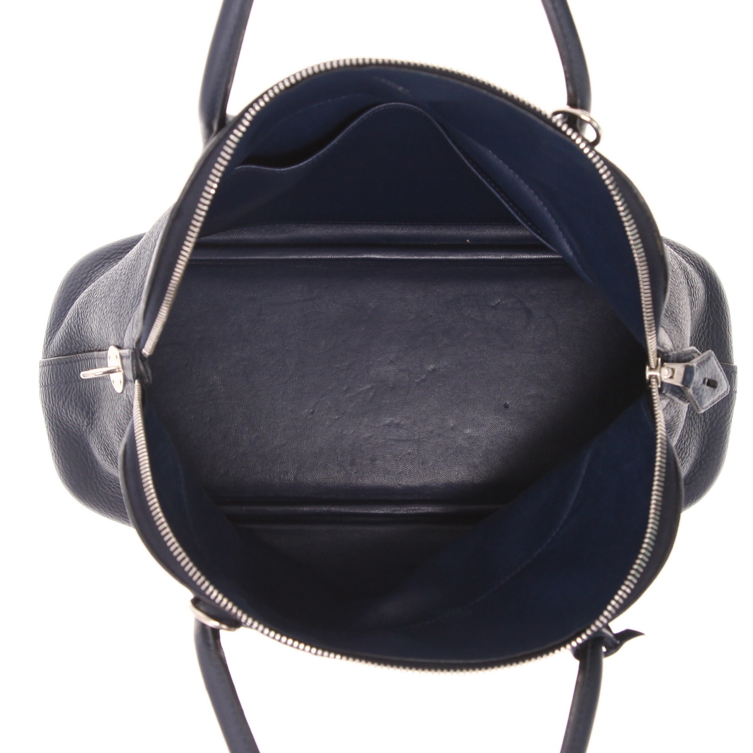 Hermès Bolide 31 cm handbag in Bleu Indigo Togo leather - Detail D3