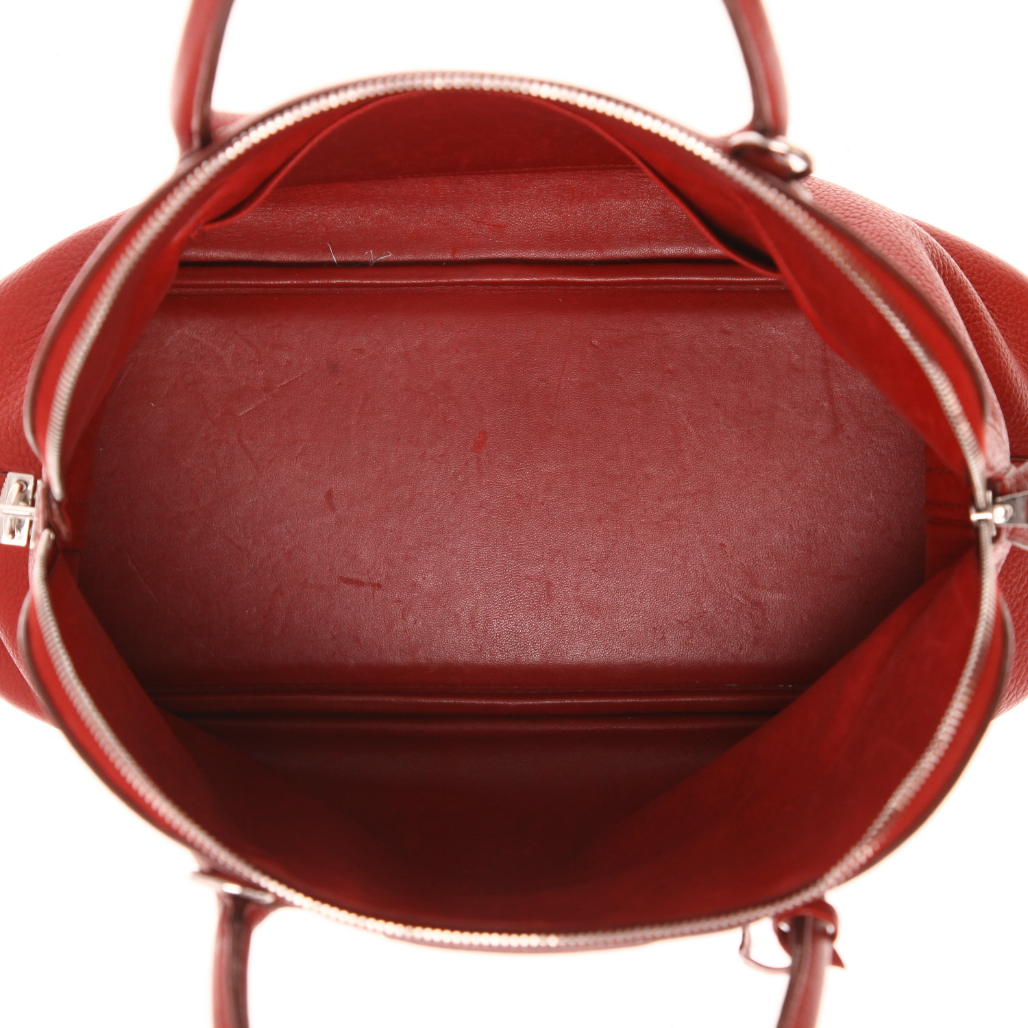 Hermès Bolide 35 cm handbag in red Togo leather - Detail D3