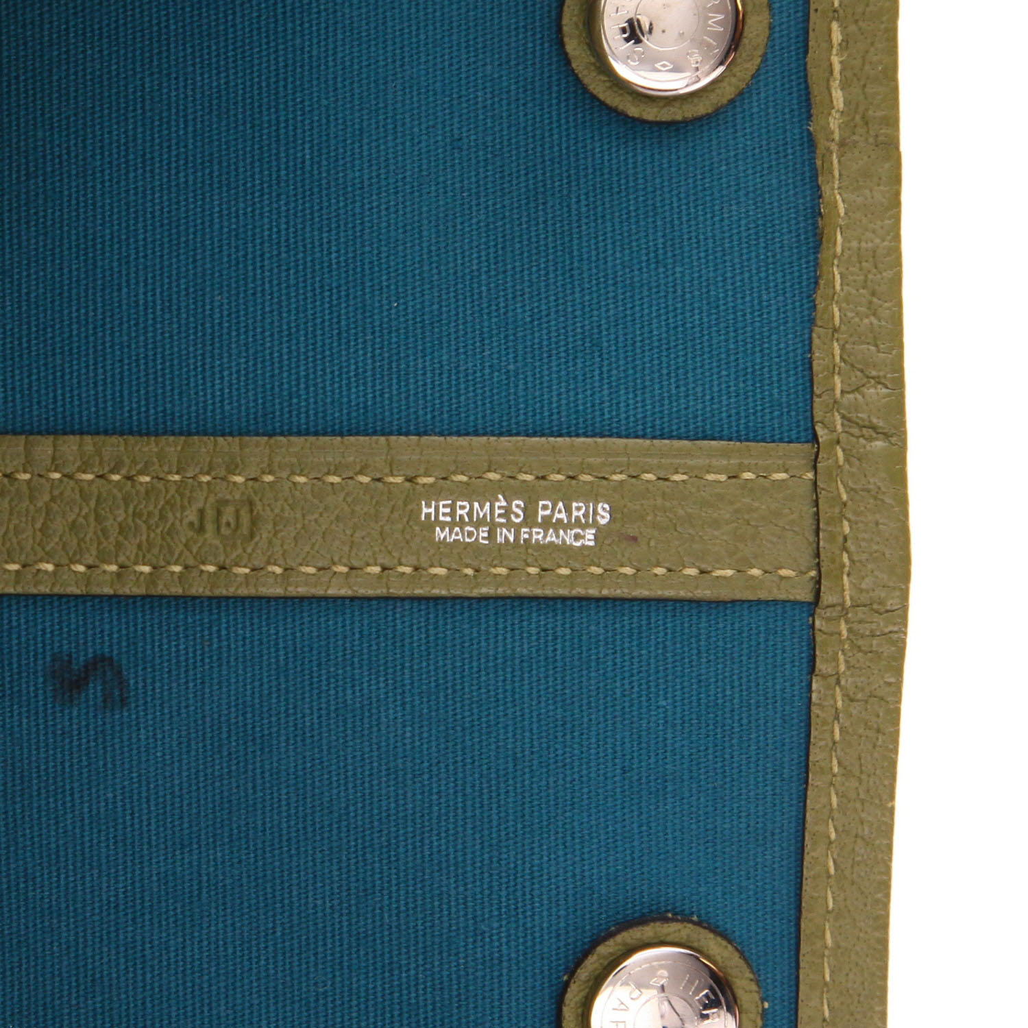 Borsa Hermès  Garden Party 36 cm in tela e pelle verde Chartreuse - Detail D2