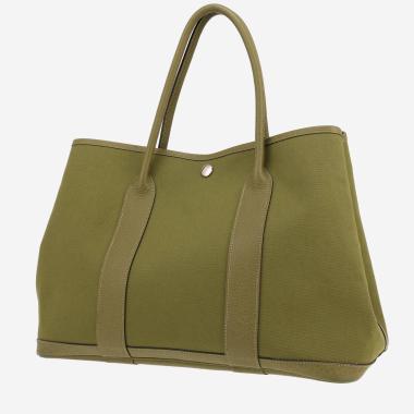 Sac à main Hermès  Garden Party 36 cm en toile et cuir vert Chartreuse