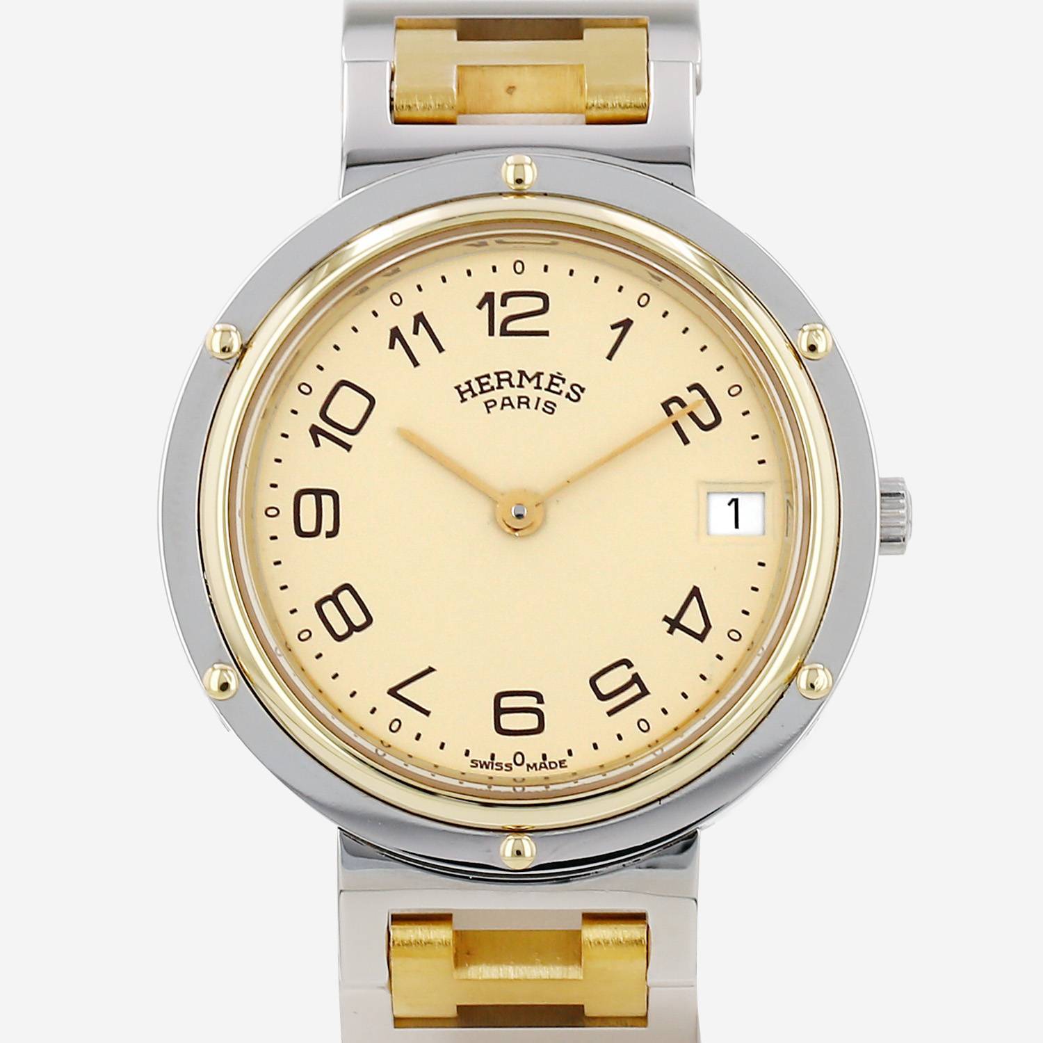 Hermès Clipper watch in gold-plated and steel, circa 2000