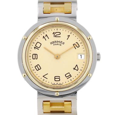 Reloj Hermès Clipper de acero chapado en oro. Alrededor del año 2000