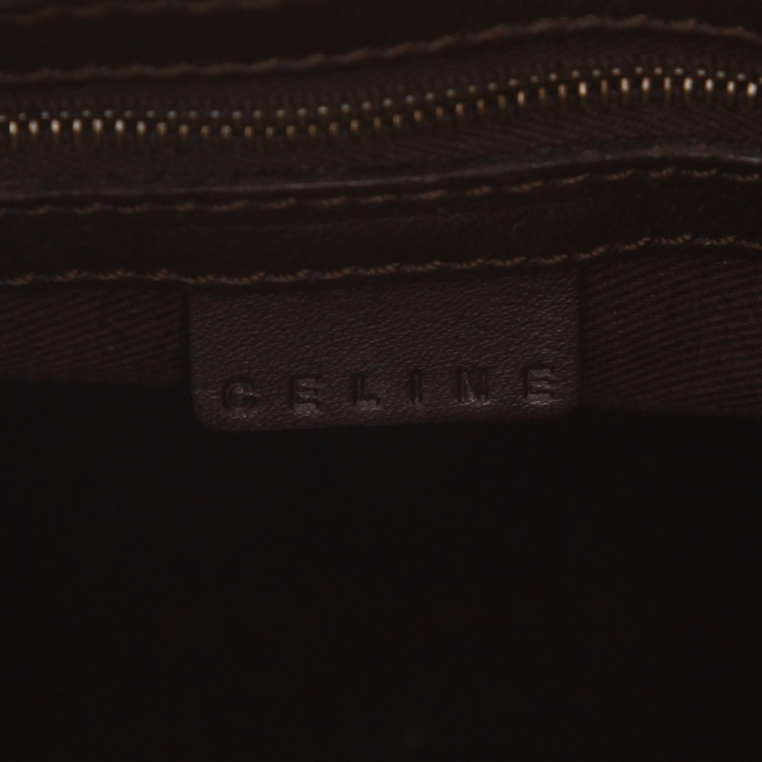 Sac à main Celine   en Veau velours marron et cuir marron - Detail D2