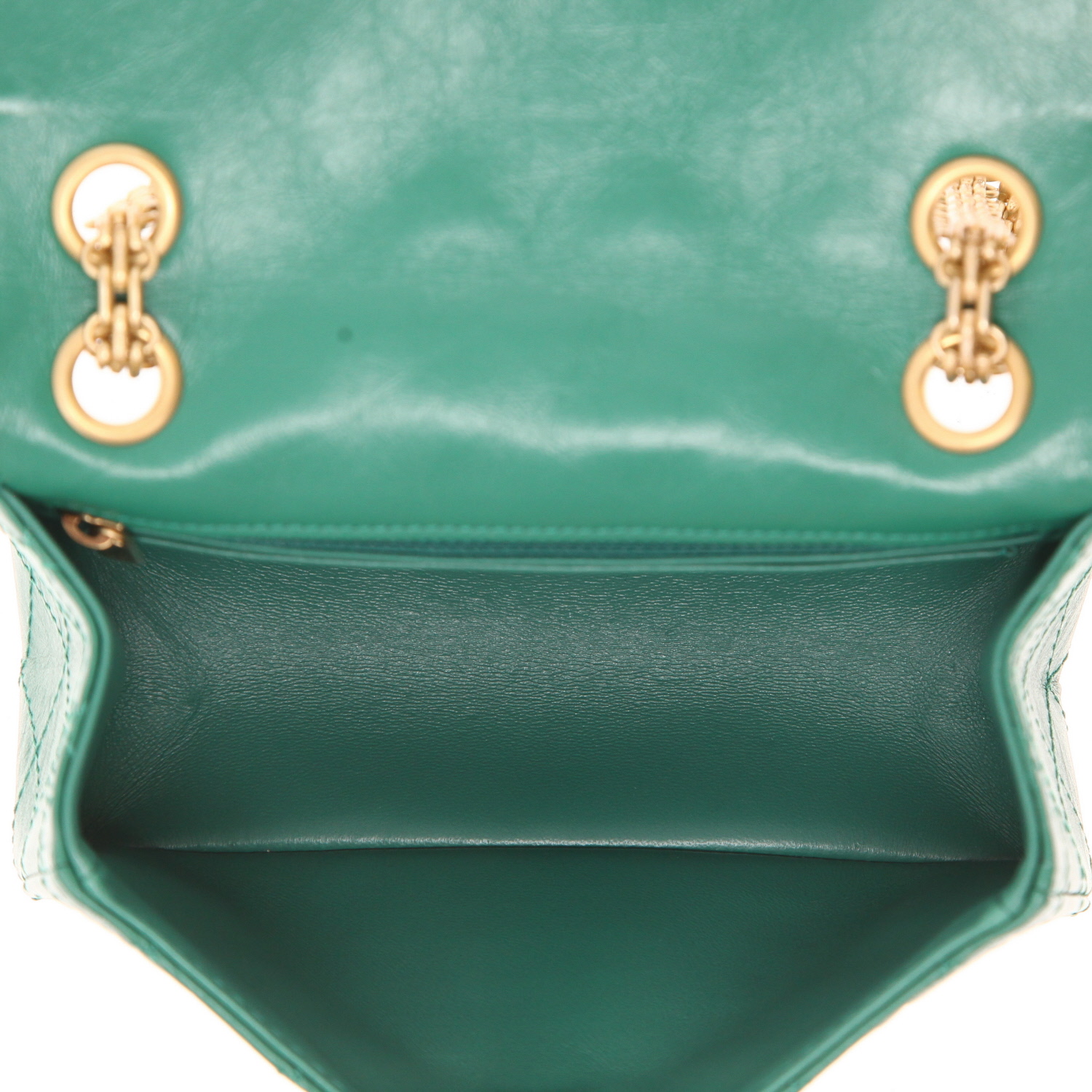 Borsa a tracolla Chanel  2.55 modello piccolo  in pelle trapuntata verde - Detail D3