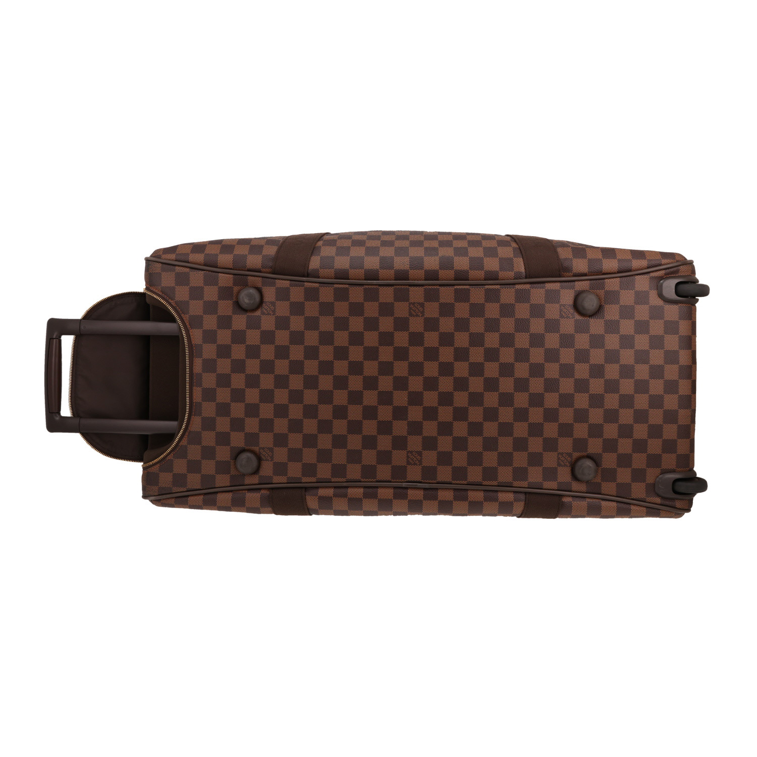 Louis Vuitton  Neo Eole soft suitcase  in ebene damier canvas  and brown leather - Detail D1