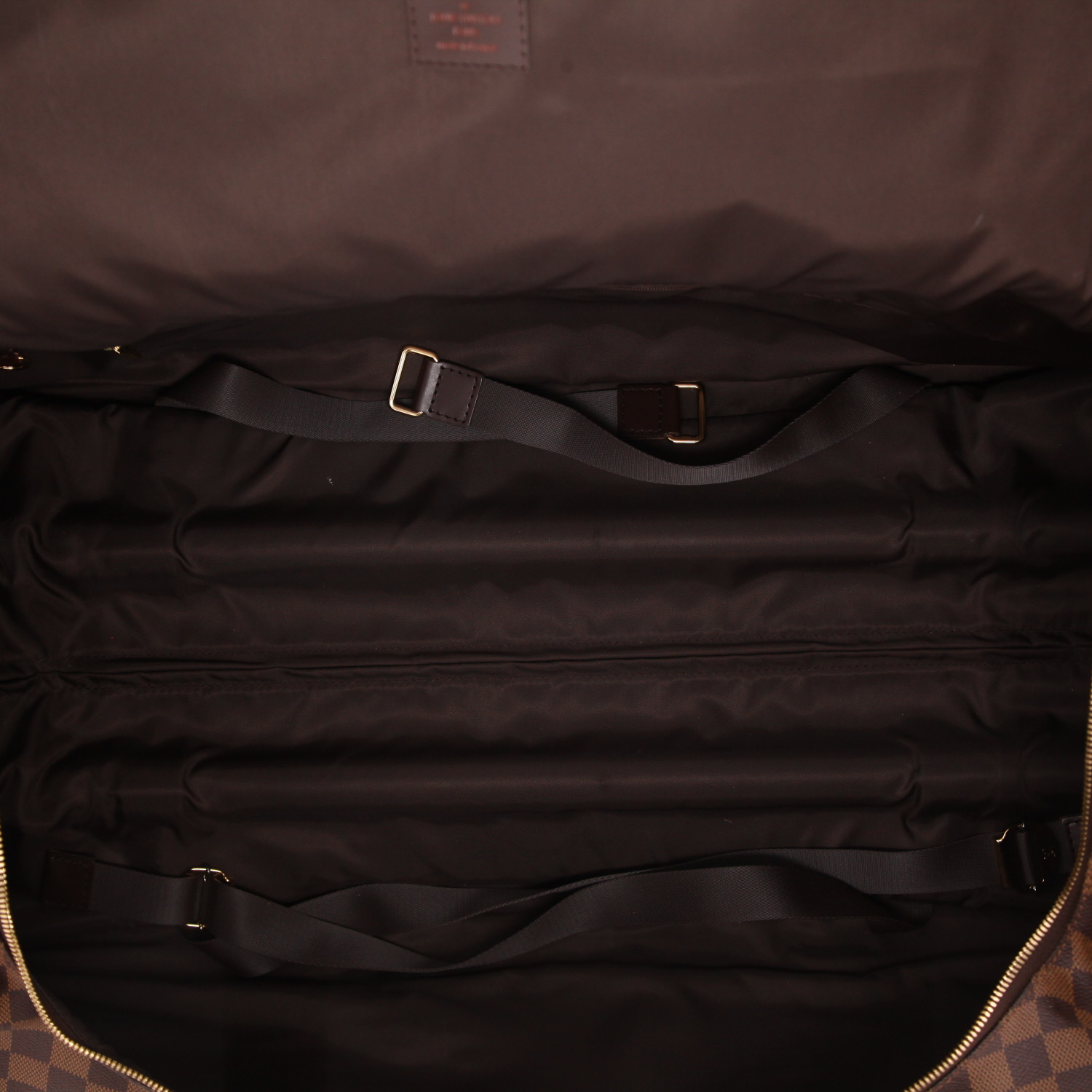 Louis Vuitton  Neo Eole soft suitcase  in ebene damier canvas  and brown leather - Detail D3