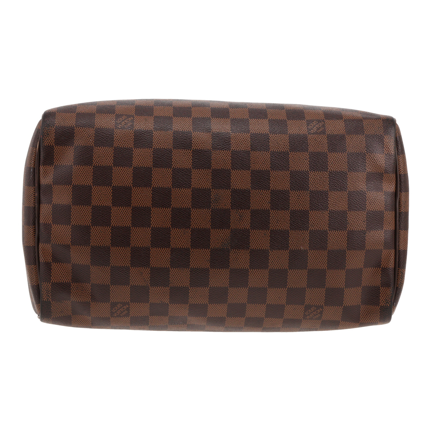 Louis Vuitton  Speedy 30 handbag  in ebene damier canvas  and brown leather - Detail D1