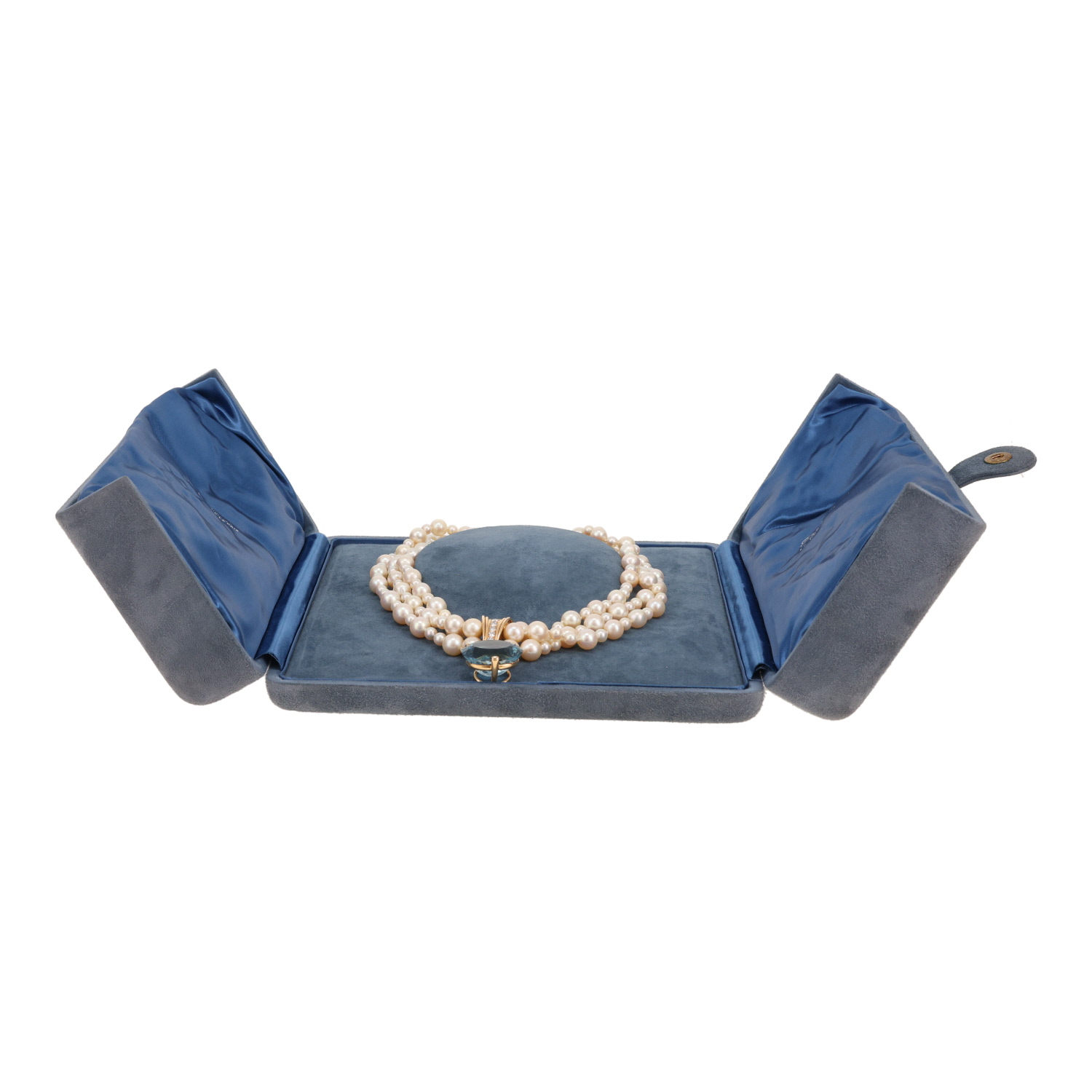 Collana Poiray in oro giallo, topazio blu, diamanti e perle coltivate - Detail D2