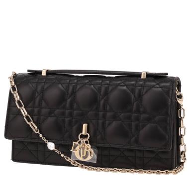Sac/pochette Dior  My Dior mini  en cuir cannage noir