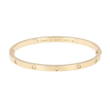 Cartier Love bracelet with 10 diamonds small model in yellow gold and diamonds