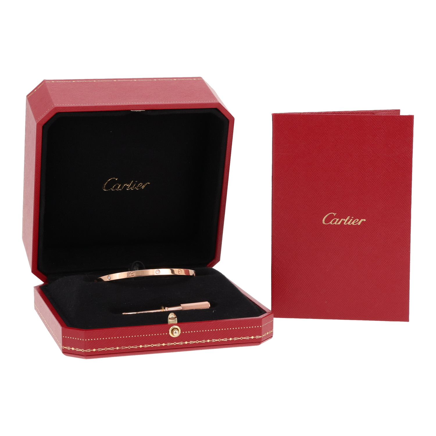 Bracciale Cartier Love 6 diamanti, modello piccolo, in oro rosa e diamanti